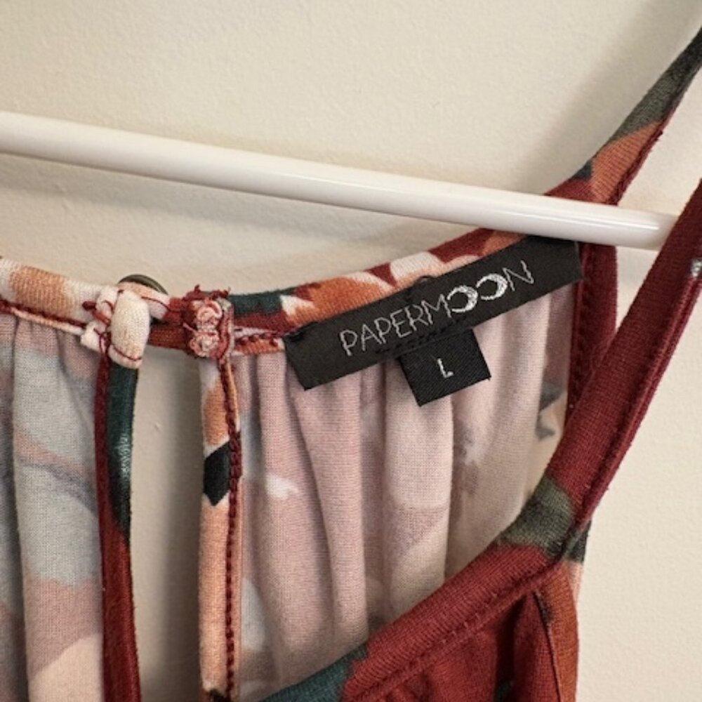 Rust Red Floral Print Spaghetti Straps - Picture 2 of 3